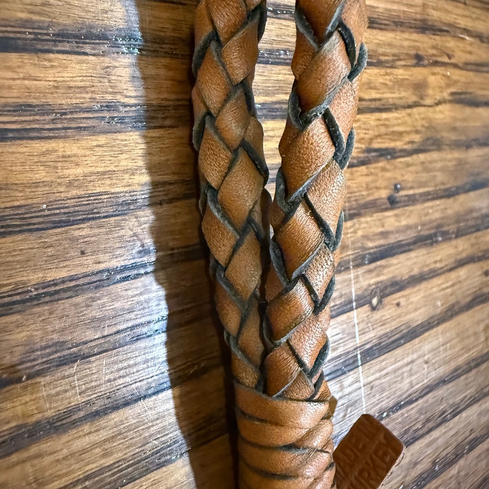 Coach Braided Leather Loop Key Fob